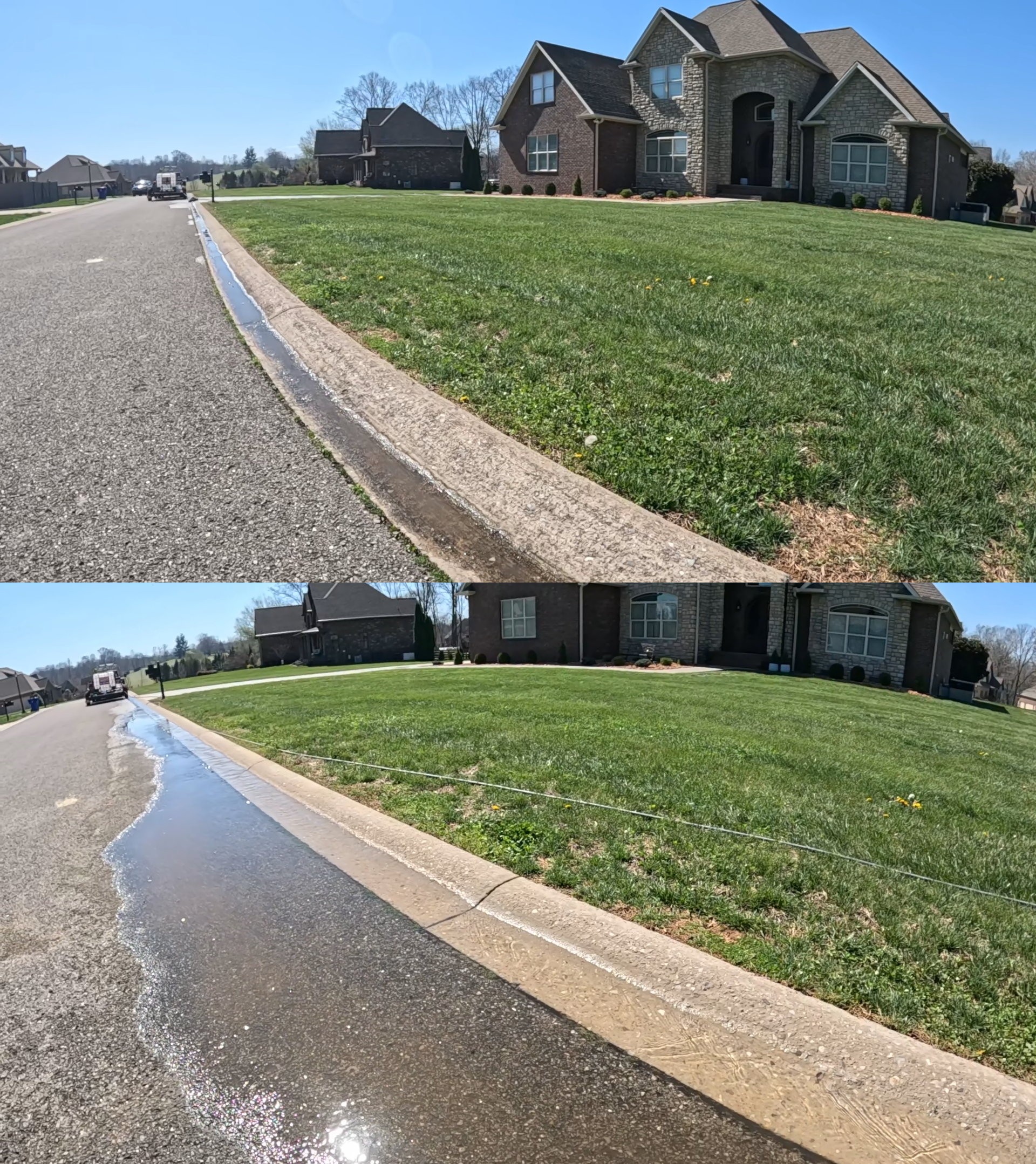 Curb cleaning before and after — Cookeville TN